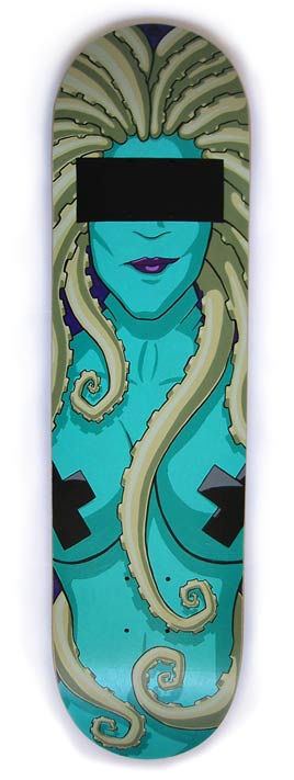 Lovecraft's Daughter skate deck painting By Bruce Whistlcraft, Doktor A. 