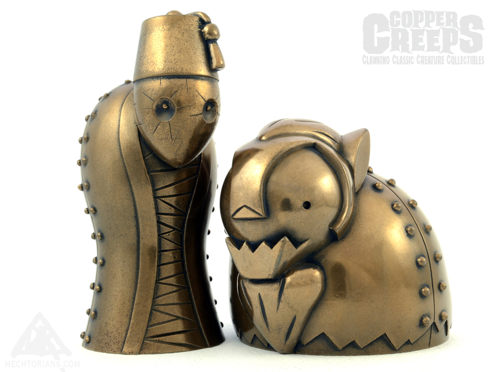 Copper Creeps Series 3 Imhotep the Mummy and the Wolfman Resin Robot collectibles by Doktor A.