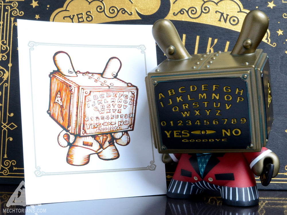 Mini Prints with the APs of the Ouija Talking Board 5" Dunny by Kidrobot and Bruce Whistlecraft Doktor A. Mechtorian Vinyl Toy.