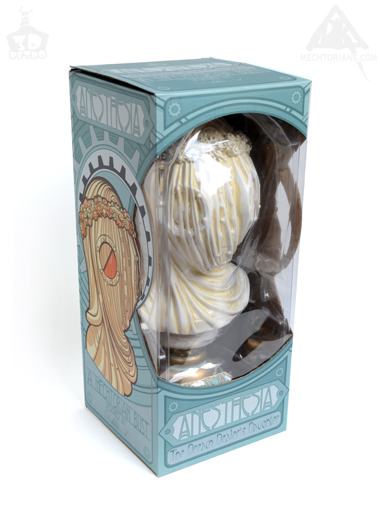 Anesthesia Veiled robotic lady Bust. Vinyl art collectible by Doktor A and 3D Retro. Sculpted by Bruce Whistlecraft. White Borley edition. Boxed.