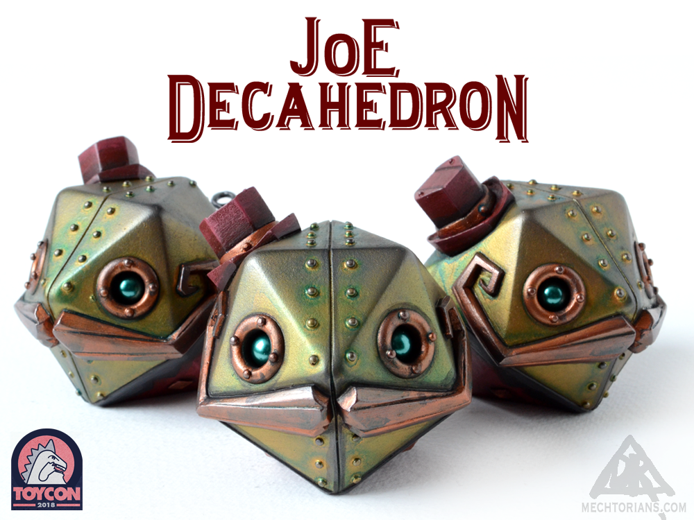 Joe Decahedron robot Mechtorian resin figure. Art collectible by Bruce Whistlecraft, Doktor A.