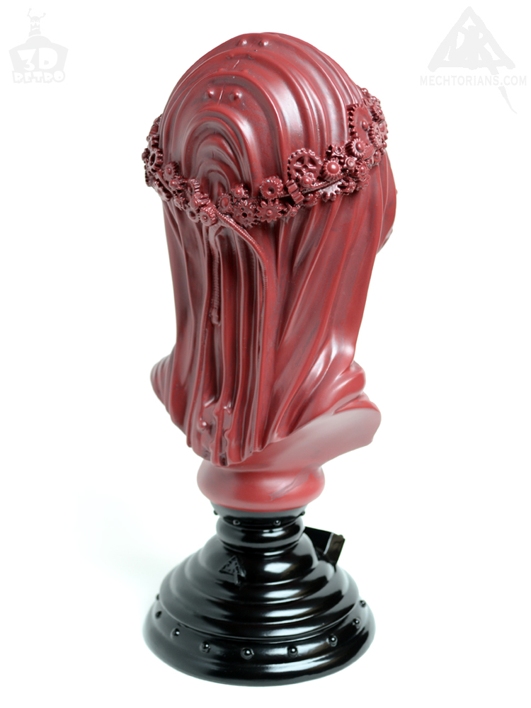 Crimson red Allerdale edition Anesthesia Veiled Lady bust sculpted by Doktor A, Bruce Whistlecraft. Produced by 3D Retro.