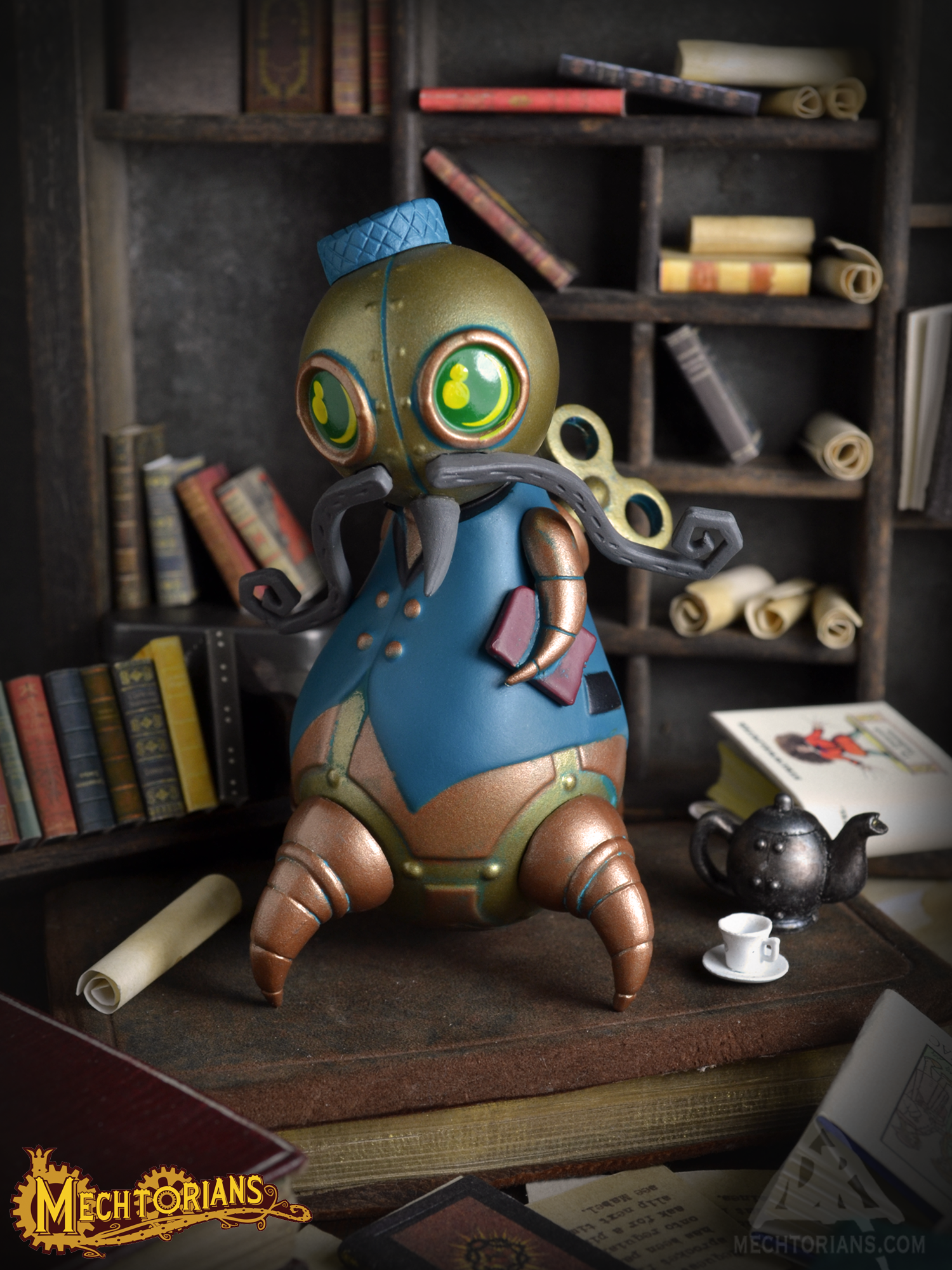 Doktor A's Mini Mechtorians vinyl figure Series 2 with Kidrobot. Clawfoot Librarian