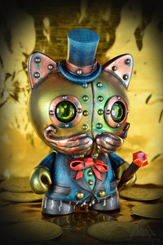 The Financier. A Mechtorian Customised 3" Tricky Cat toy by Doktor A. Bruce Whistlecraft.