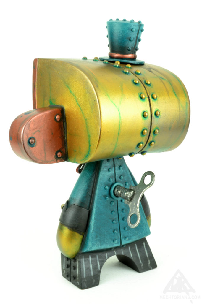 Pilot Brainbox. Mechtorian Madl custom by Doktor A (Bruce Whistlecraft). A Retro Futuristic, Steampunk robot toy.